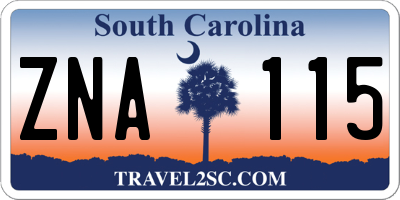 SC license plate ZNA115
