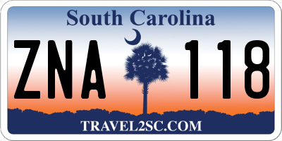 SC license plate ZNA118