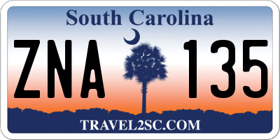 SC license plate ZNA135