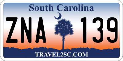 SC license plate ZNA139