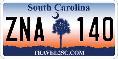 SC license plate ZNA140
