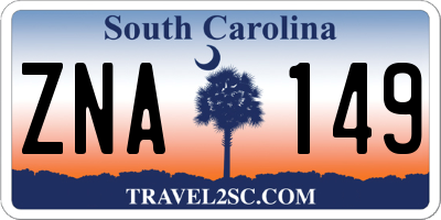 SC license plate ZNA149