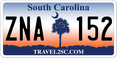 SC license plate ZNA152