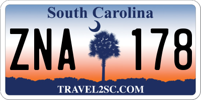 SC license plate ZNA178