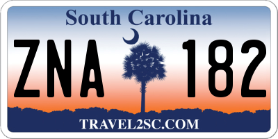 SC license plate ZNA182