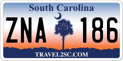 SC license plate ZNA186