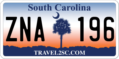 SC license plate ZNA196