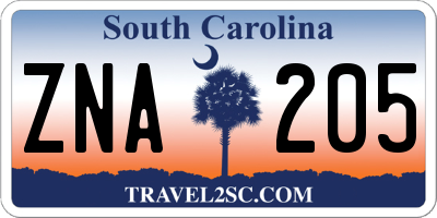 SC license plate ZNA205