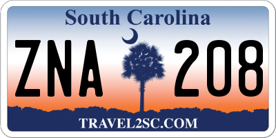 SC license plate ZNA208