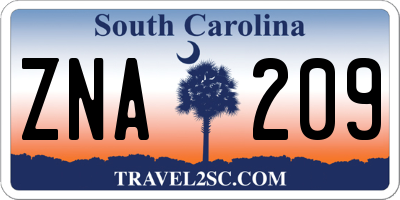 SC license plate ZNA209