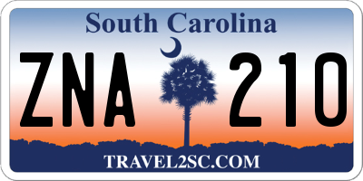 SC license plate ZNA210