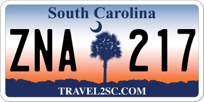 SC license plate ZNA217