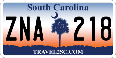 SC license plate ZNA218