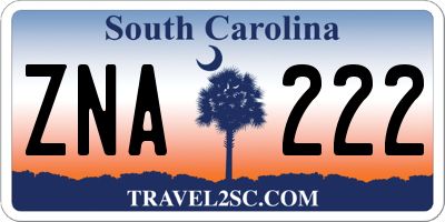 SC license plate ZNA222