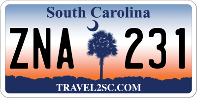 SC license plate ZNA231