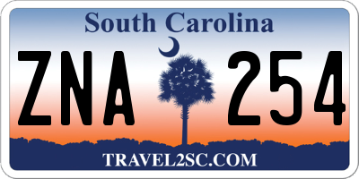SC license plate ZNA254