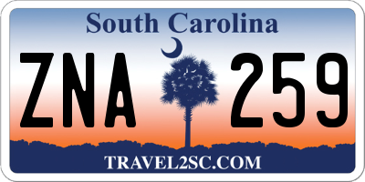 SC license plate ZNA259