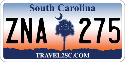 SC license plate ZNA275