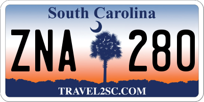 SC license plate ZNA280