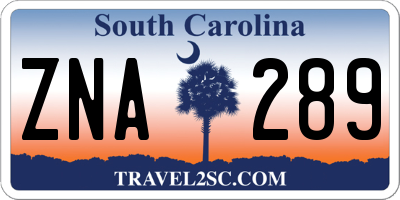 SC license plate ZNA289