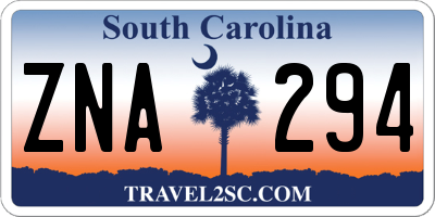 SC license plate ZNA294