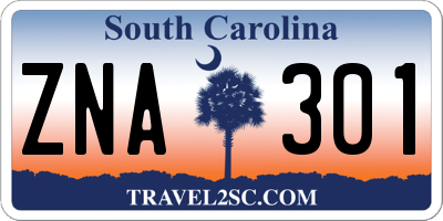 SC license plate ZNA301