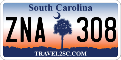 SC license plate ZNA308