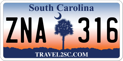 SC license plate ZNA316
