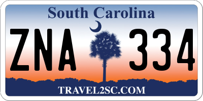 SC license plate ZNA334