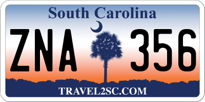 SC license plate ZNA356