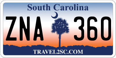 SC license plate ZNA360