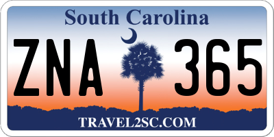 SC license plate ZNA365