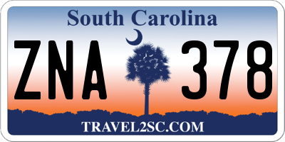 SC license plate ZNA378
