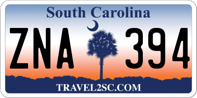 SC license plate ZNA394
