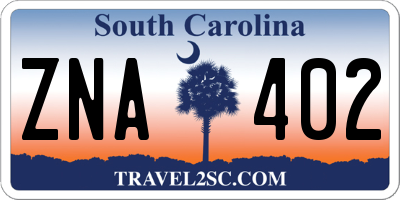 SC license plate ZNA402