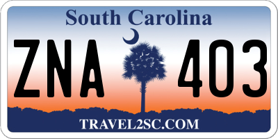 SC license plate ZNA403