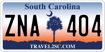 SC license plate ZNA404