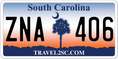 SC license plate ZNA406