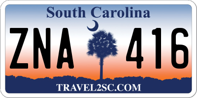 SC license plate ZNA416