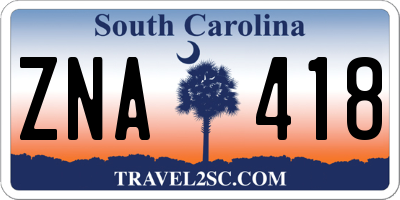 SC license plate ZNA418