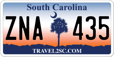 SC license plate ZNA435