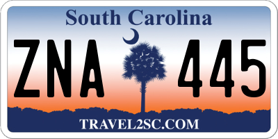 SC license plate ZNA445