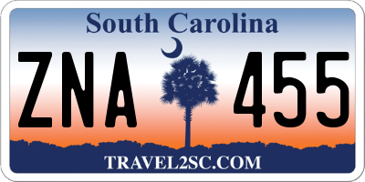 SC license plate ZNA455