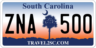 SC license plate ZNA500