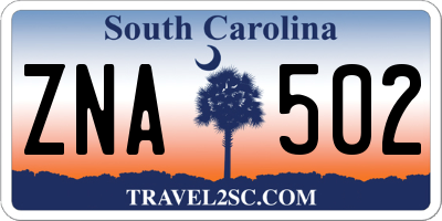 SC license plate ZNA502