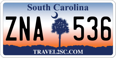 SC license plate ZNA536