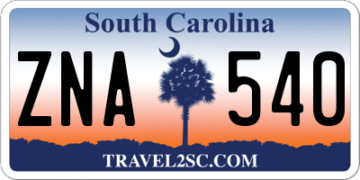 SC license plate ZNA540