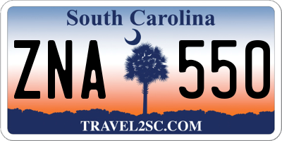 SC license plate ZNA550