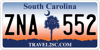 SC license plate ZNA552
