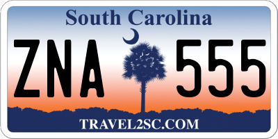 SC license plate ZNA555